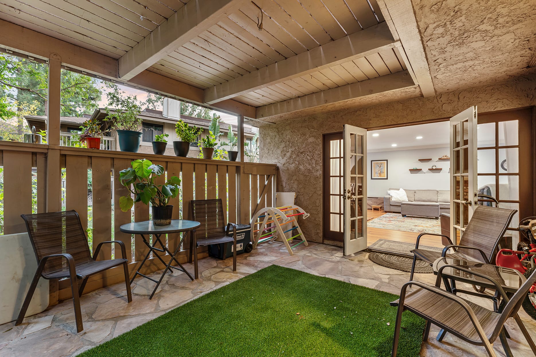 Dining area with patio access