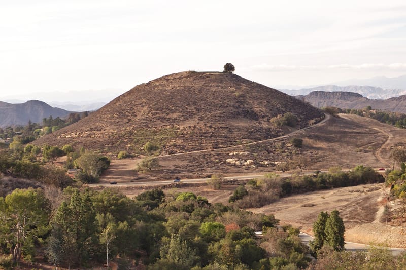 Tarantula Hill, also called Dawns Peak, rising above the oak dotted Conejo Valley in Thousand Oaks