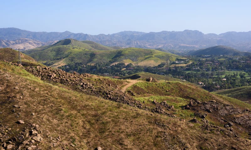 View of North Ranch and the Santa Monica Mountains from Rabbit Ridge Trail in Thousand Oaks