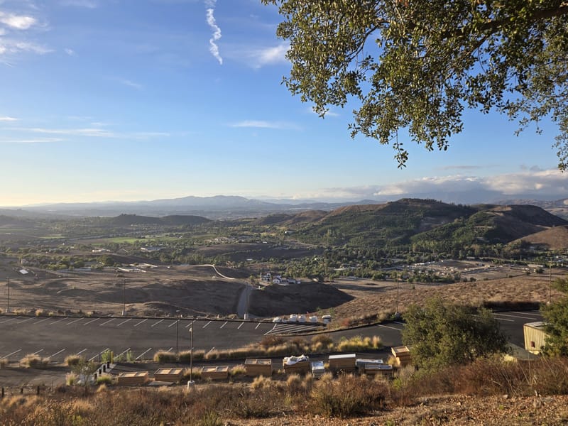 Golden hour view over Simi Valley hills and open country from the Reagan Library overlook