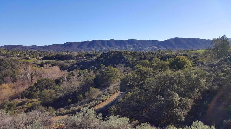 View of Hill Canyon and Newbury Park with the Santa Monica Mountains from Mount Clef Ridge