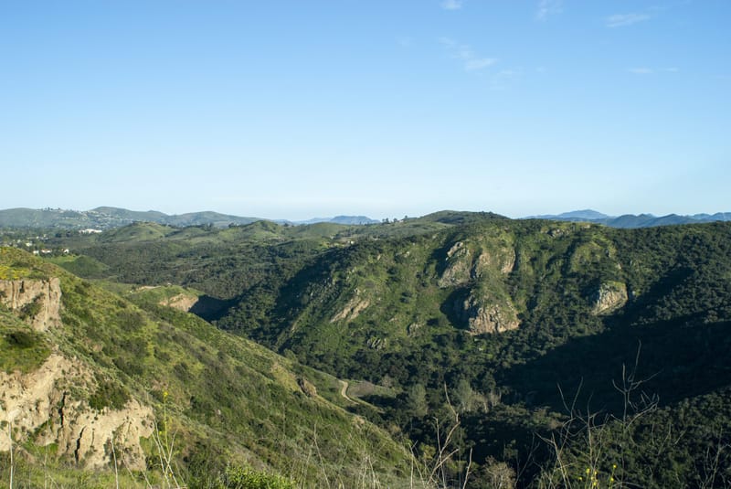 Green hills and rocky canyon at Wildwood Park in Thousand Oaks, Conejo Valley