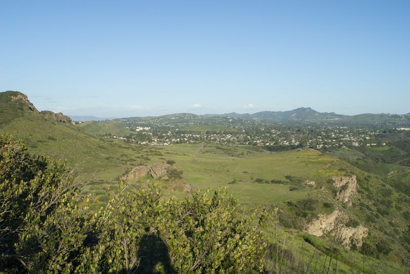 Green hills and open meadow at Wildwood Park overlooking Thousand Oaks in the Conejo Valley